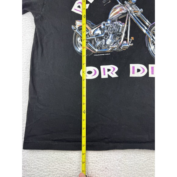 Vtg 1995 Black Style Ride Free Or Die Motorcycle T Shirt XL Single Stitch Black - Picture 4 of 9